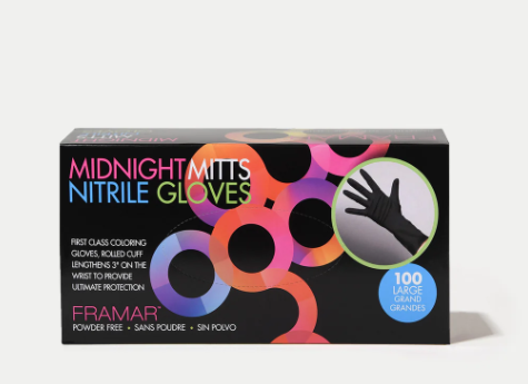 FRAMAR Midnight Mitts Nitrile Gloves 100CT LARGE image 0